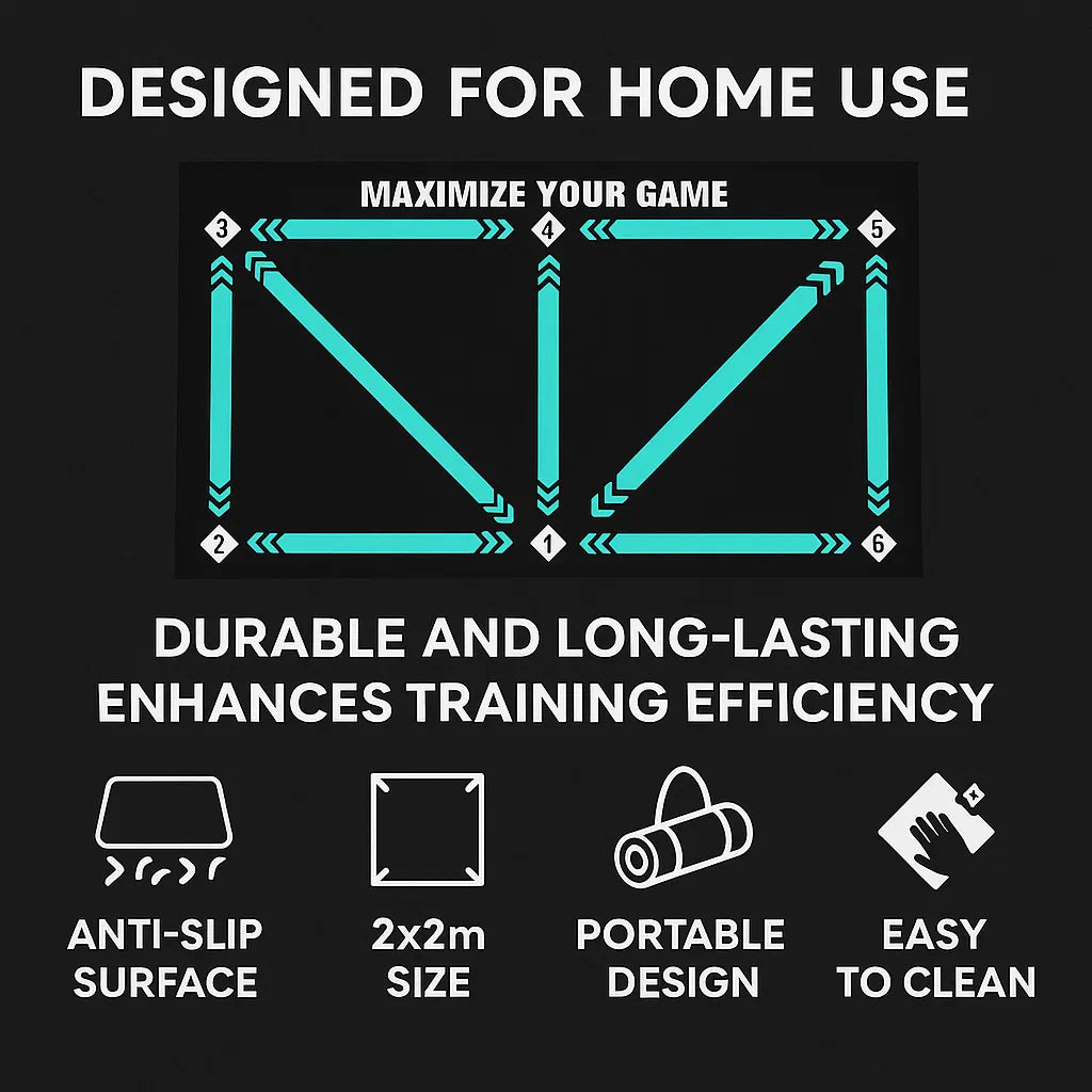 Skorter | Football Pro Training Mat | Anti-Slip, 2x2m Space & Video Program for Skill Enhancement and Home Training