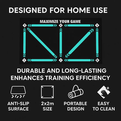 Skorter | Football Pro Training Mat | Anti-Slip, 2x2m Space & Video Program for Skill Enhancement and Home Training