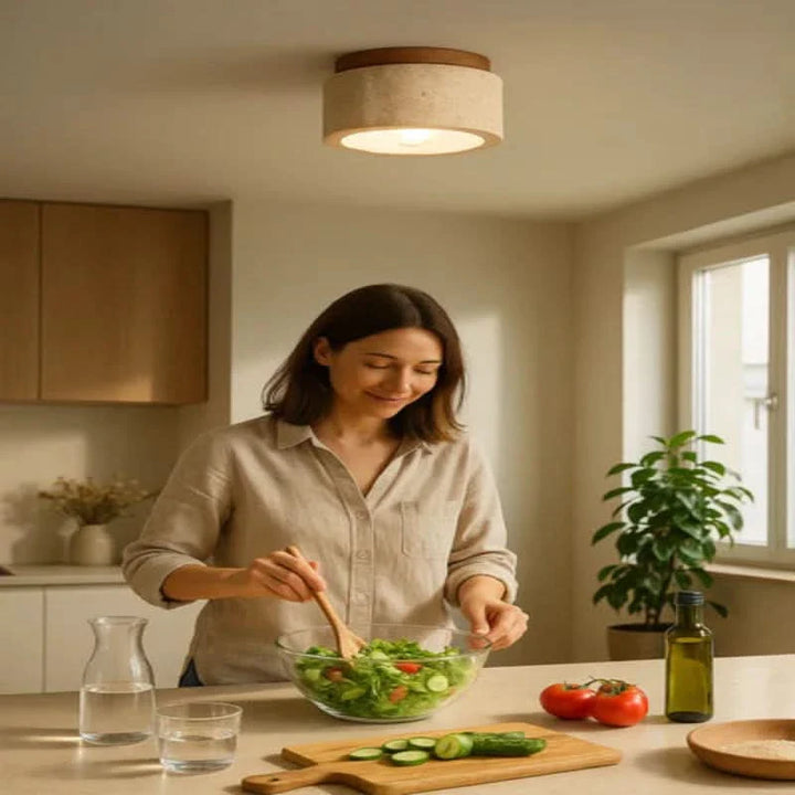 Skorter | Minimalist LED ceiling lamp made of wood for a warm ambiance