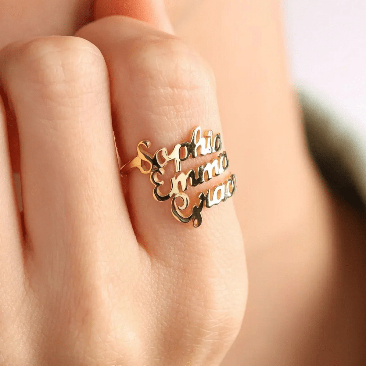 Skorter | AURELION – Custom Adjustable Gold Stainless Steel Name Ring