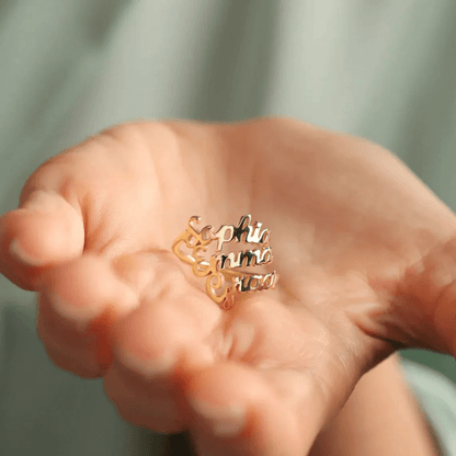 Skorter | AURELION – Custom Adjustable Gold Stainless Steel Name Ring