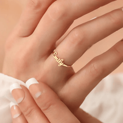 Skorter | AURELION – Custom Adjustable Gold Stainless Steel Name Ring