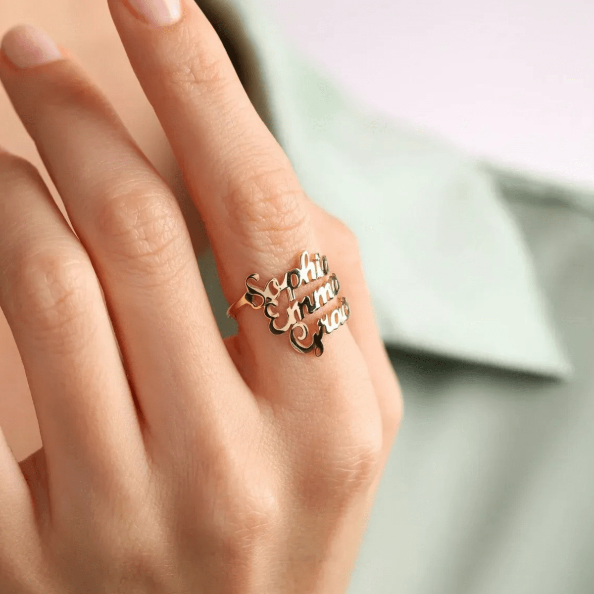 Skorter | AURELION – Custom Adjustable Gold Stainless Steel Name Ring