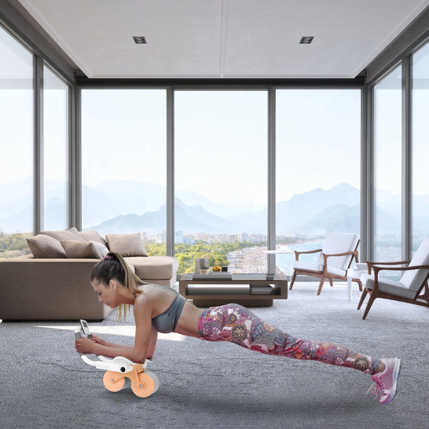 Skorter | Automatic Rebound Ab Wheel Roller for Core Strength with Timer Kneeling Pad