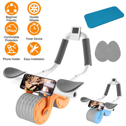 Skorter | Automatic Rebound Ab Wheel Roller for Core Strength with Timer Kneeling Pad