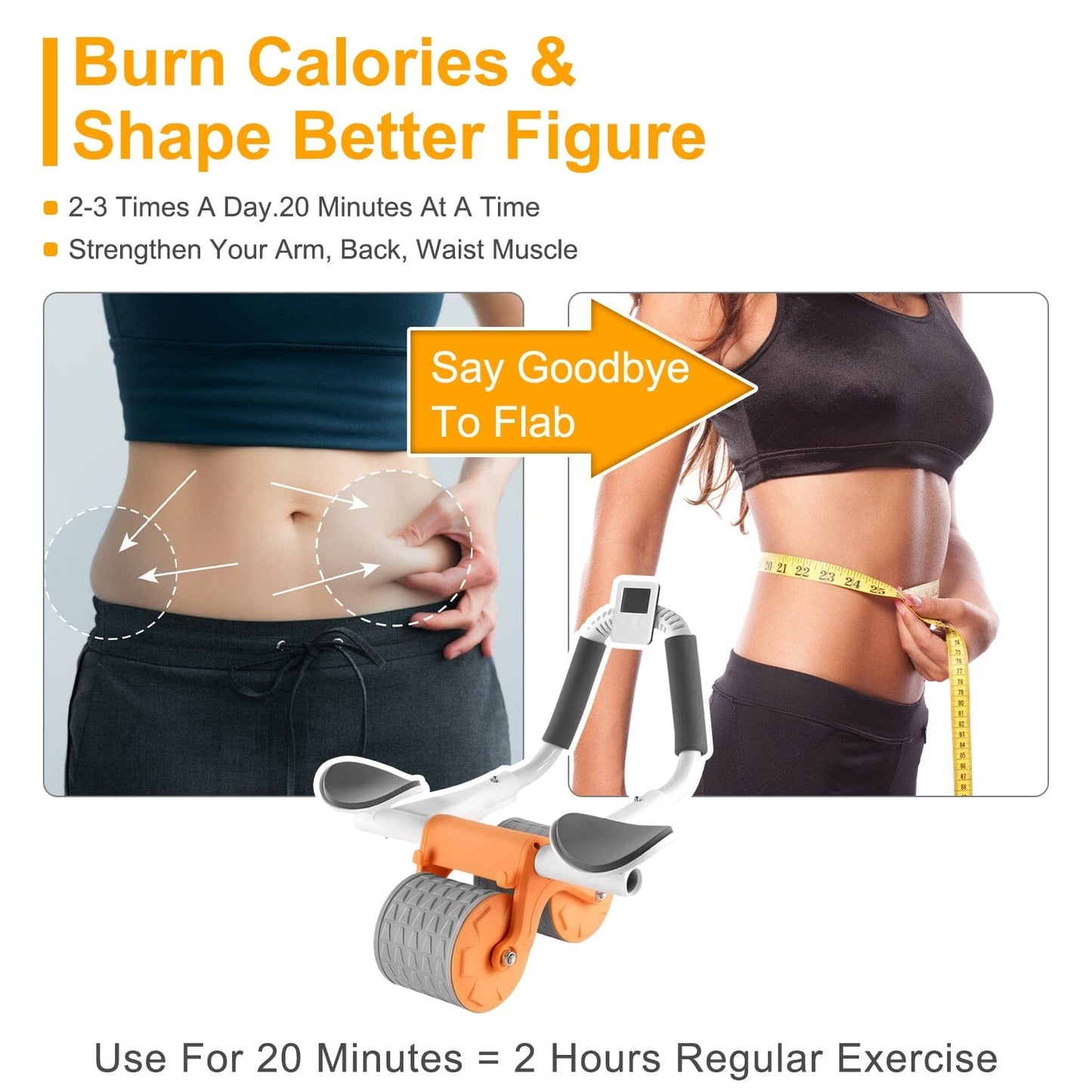 Skorter | Automatic Rebound Ab Wheel Roller for Core Strength with Timer Kneeling Pad