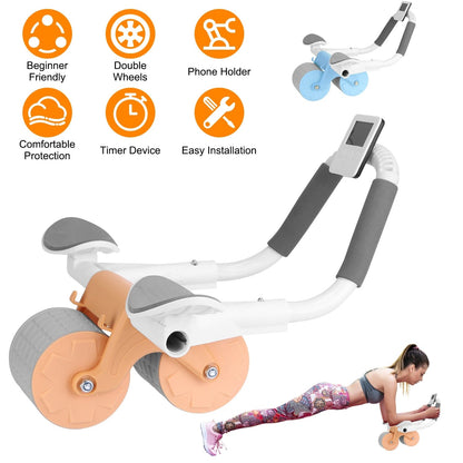 Skorter | Automatic Rebound Ab Wheel Roller for Core Strength with Timer Kneeling Pad