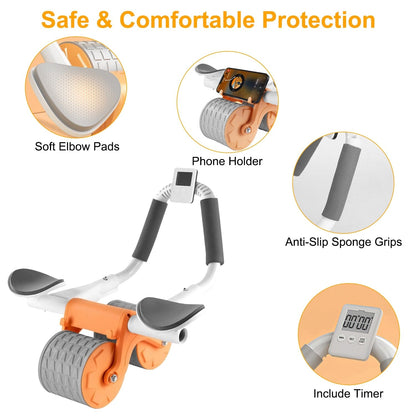 Skorter | Automatic Rebound Ab Wheel Roller for Core Strength with Timer Kneeling Pad