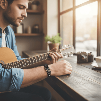 Skorter | AXECHORD – Guitar Leather Bracelet with Vintage-Inspired Design