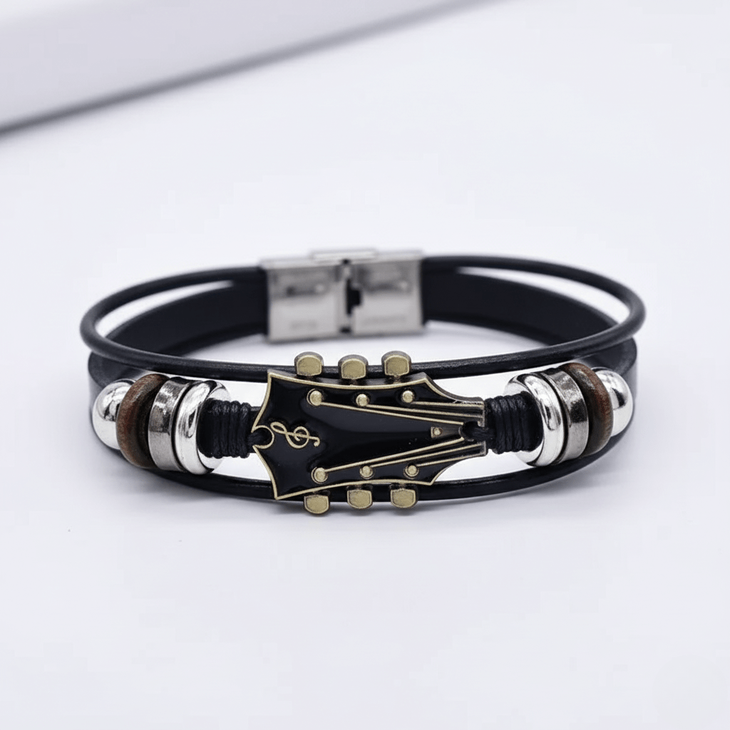 Skorter | AXECHORD – Guitar Leather Bracelet with Vintage-Inspired Design