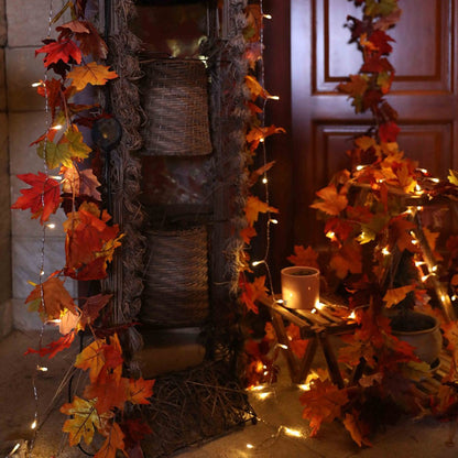 Skørter | 2 Pack Autumn Maple Garland with 40 LED for Home Wedding Party Christmas - 5.8Ft/Pc