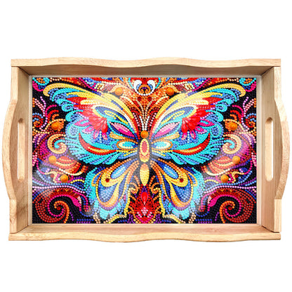 Skorter | DIY Diamond Painting Wooden Tray Food Tray with Handle Living Room Decoration Mandala Wooden Tray Kit