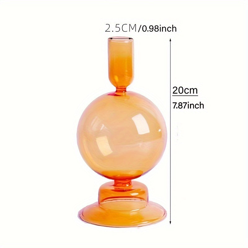 Skorter | 1pc Creative and Minimalist Glass Candle Holder Set - Lacquered Glass Vase Table Decoration for Living Room, Dining Table and Romantic Dinner