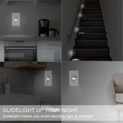 Skorter | 4 Pack LED Night Light Wall Outlet - Easy to Install, Standard Electrical Outlet with Night Light