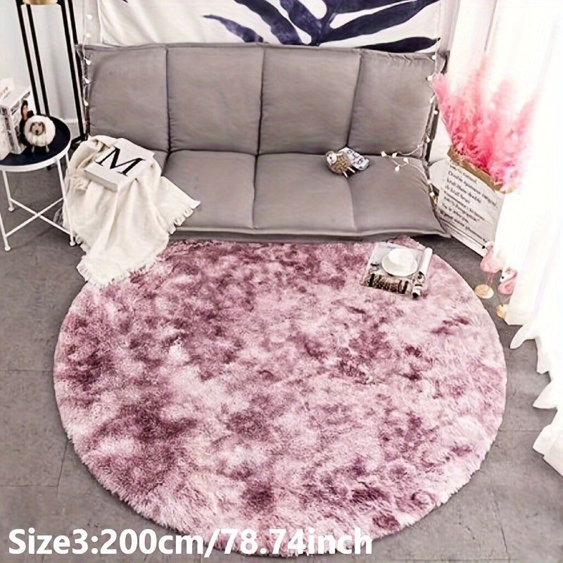 Skorter | 1pc Tie-dye Plushfiber Round Rug - Soft and Warm Decorative Mat for Living Room, Bedroom and Yoga