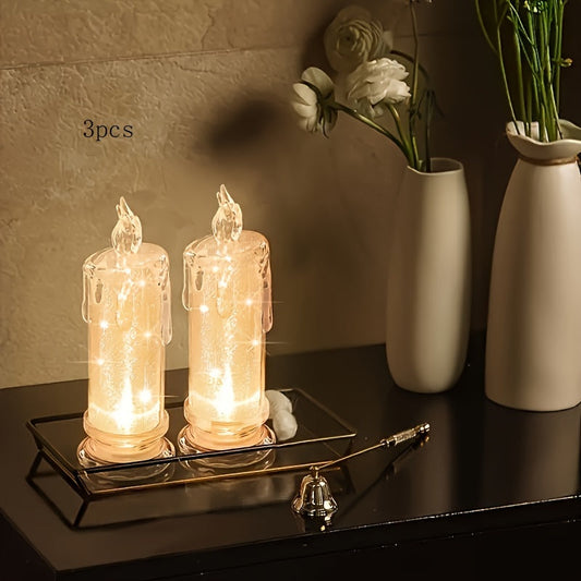 Skorter | 3pcs LED Candles without Flame - Including Batteries - Perfect for Parties, Weddings, and Mood Decoration