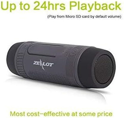 Skorter | Bluetooth Speaker, Portable Wireless Speaker, S1 Bluetooth Speaker, 4000mAh, IPX5 Waterproof, LED Flashlight, MIC/TF/AUX for Home Outdoor Hiking Camping iOS Android -Gray