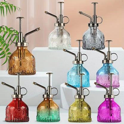 Skorter | Embossed glass bottle with metal nozzle – Plant sprayer for flower watering in vintage design