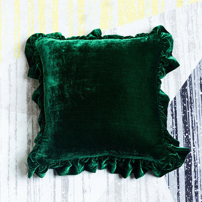 Skorter | Suede Solid Color Pillowcase with Ruffled