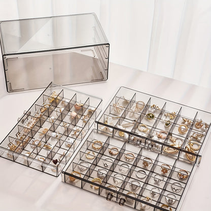 Skorter | 3-layer Large Jewelry Box – 72-compartment for Rings, Earrings, and Chains