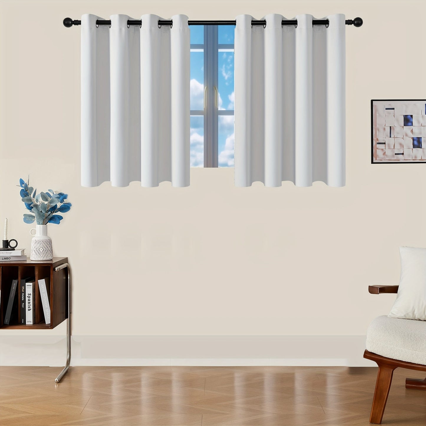 Skorter | Blackout Curtains - 2 Pieces Modern Polyester Curtains with Thermal Insulation and Rings