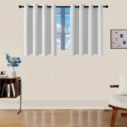 Skorter | Blackout Curtains - 2 Pieces Modern Polyester Curtains with Thermal Insulation and Rings