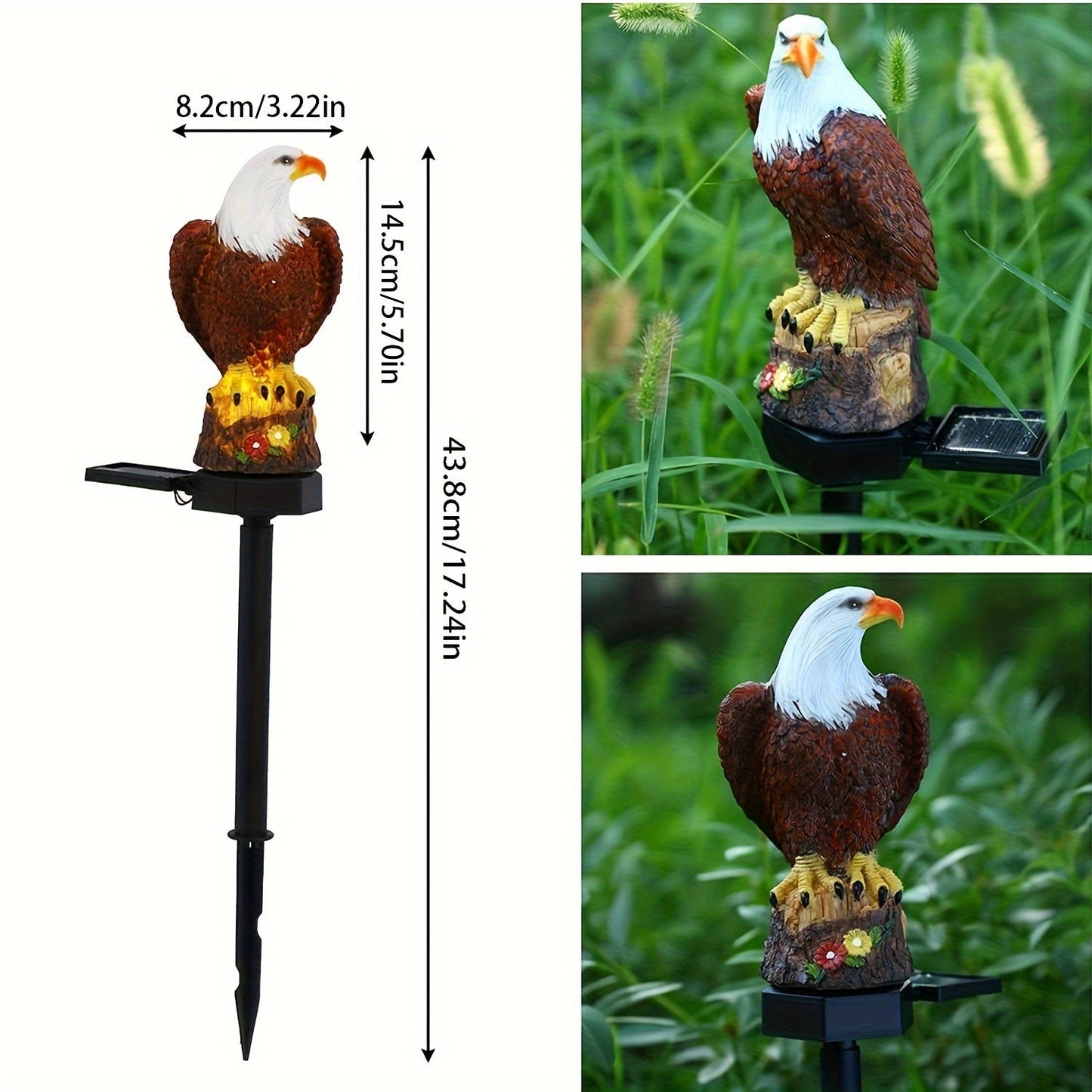 Skorter | SolarGlow - Decorative Eagle Solar-Garden Lamp, Clear LED for Patio & Lawn