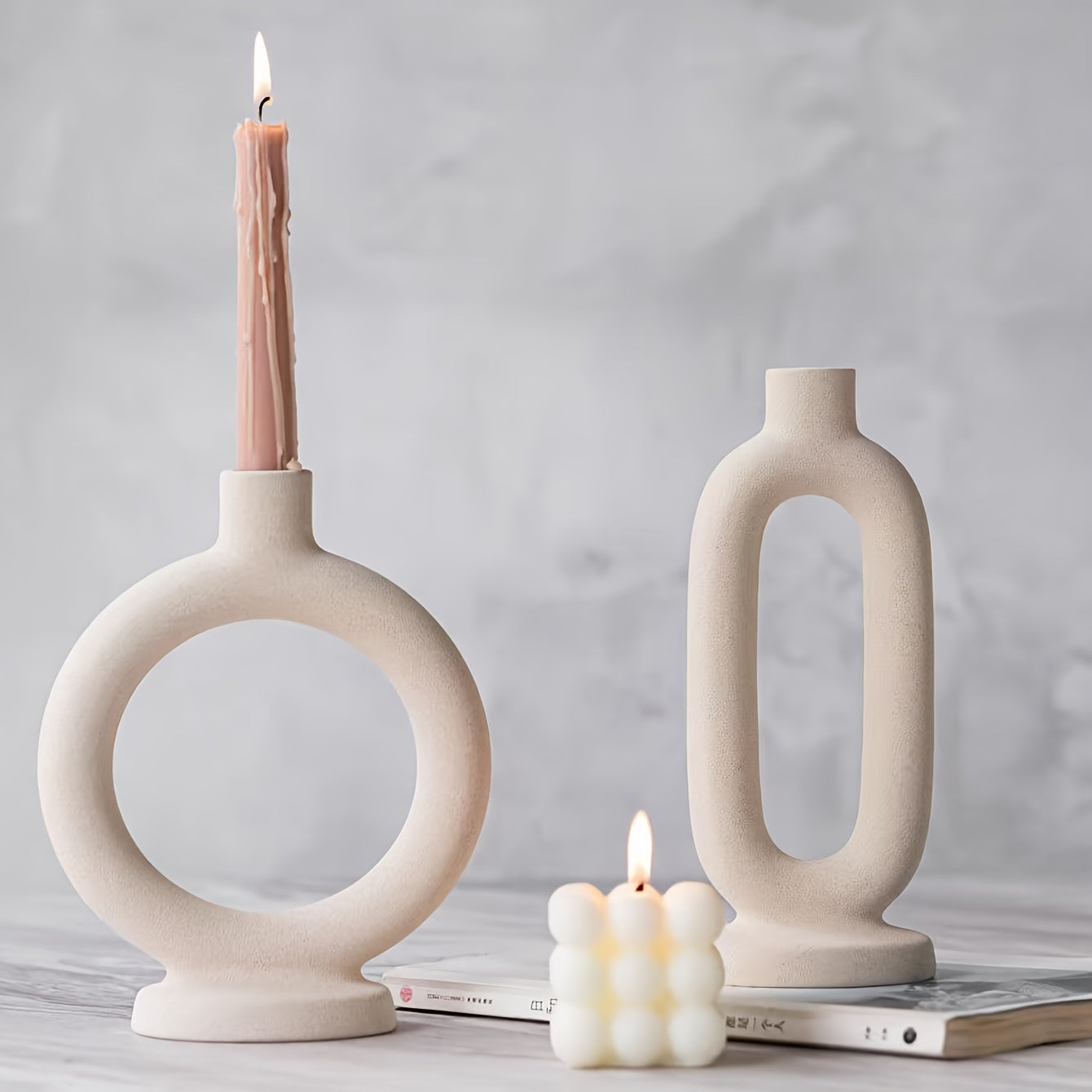 Skorter | Bohemian Style Ceramic Candle Holders – Minimalist Candle Holders For Home Decor