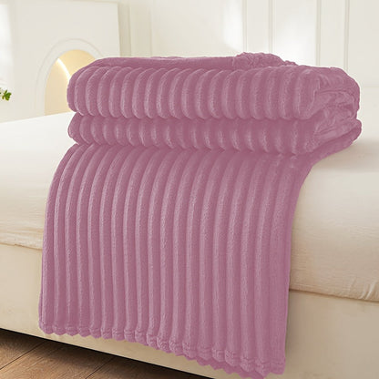 Skorter | Thick Striped Plush Rug - Soft and Skin-Friendly Sofa Blanket, Multifunctional Nap Rug