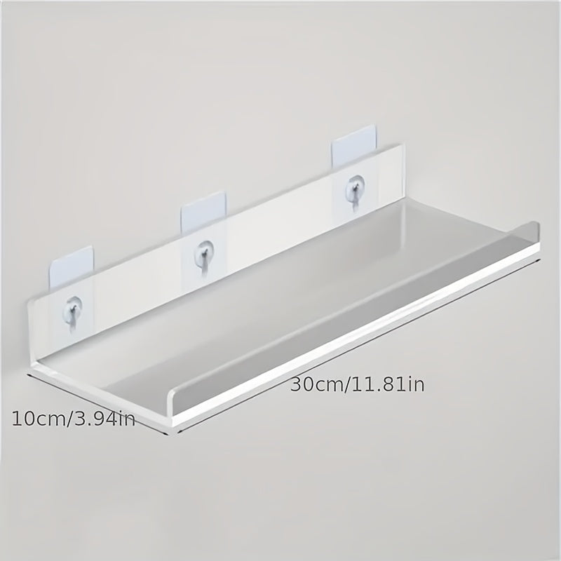 Skorter | Acrylic Shelf - Floating Hanging Shelf - Drill-Free Shower Shelf and Storage Shelf