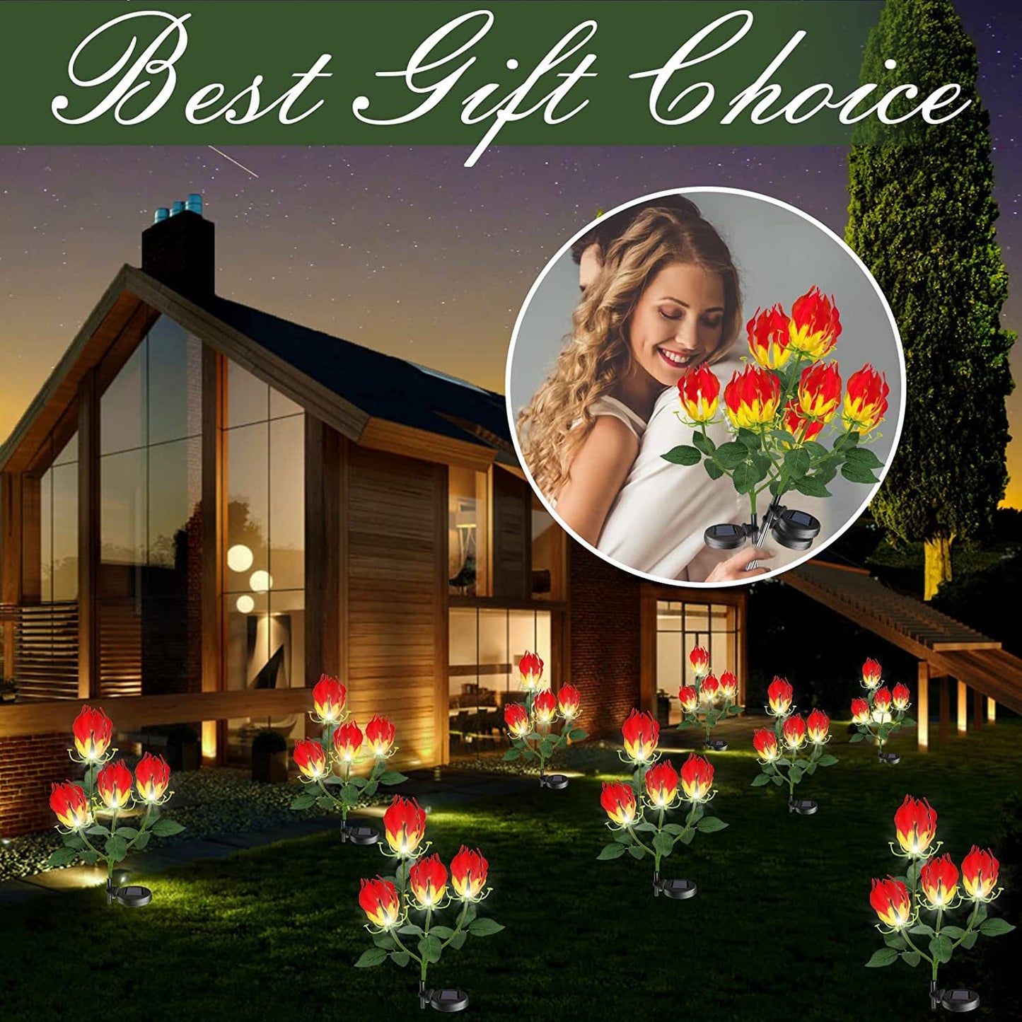 Skørter | Sun Garden Light, Latest Version Garland Lily Sunflower Light Outdoor Solar Stake Decorative Lights for the Garden, Pathway, Patio, Front Yard Outdoor Decoration