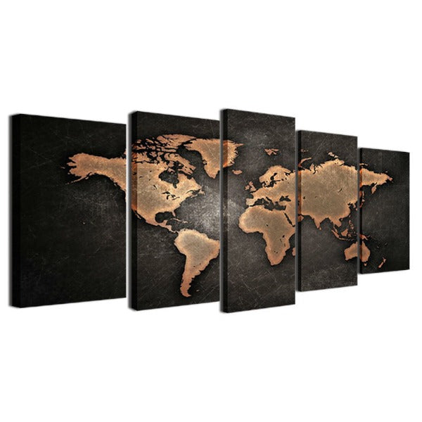 Skorter | 5 pieces world map oil painting