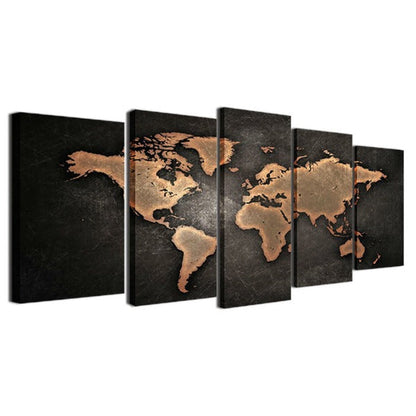 Skorter | 5 pieces world map oil painting