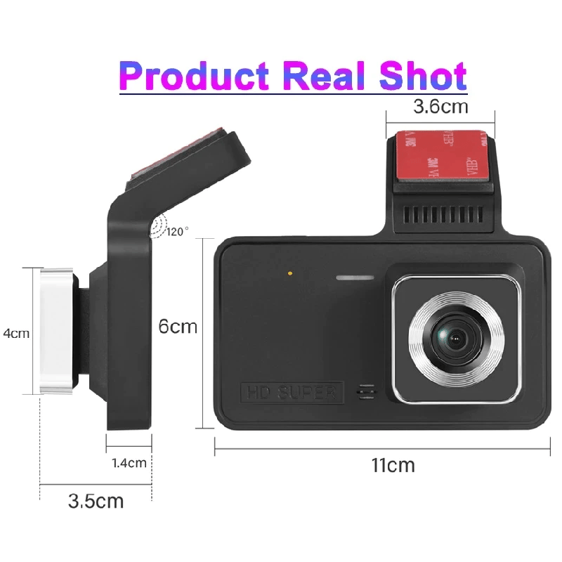 Skorter |  Dashcam with two lenses, 1080P HD and night vision - 170° wide angle