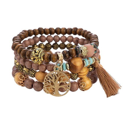 Skorter | Boho Multilayer Wooden Bead Bracelet