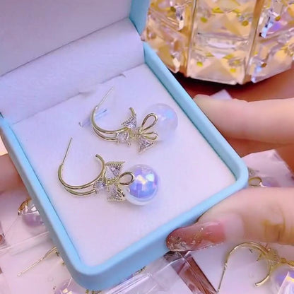 Skorter | Bow Pearl Earrings