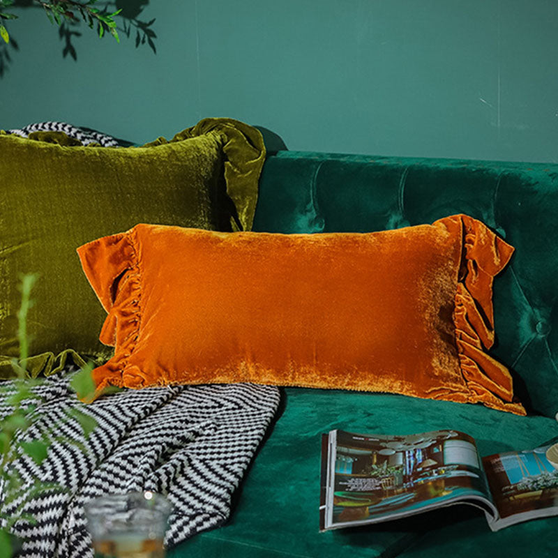 Skorter | Suede Solid Color Pillowcase with Ruffled
