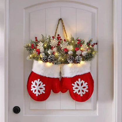 Skorter | Pre-lit Christmas wreath in mitten shape – 120 LEDs with timer function