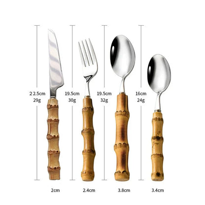 Skorter | Bamboo Handle Cutlery Set Made of Stainless Steel