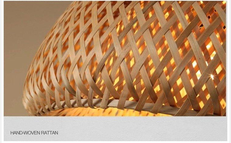 Skorter | Hanging ceiling lamp made of bamboo C │ Handmade lighting from wood and rattan for interior decoration