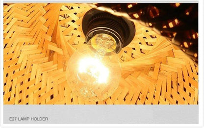 Skorter | Hanging ceiling lamp made of bamboo C │ Handmade lighting from wood and rattan for interior decoration