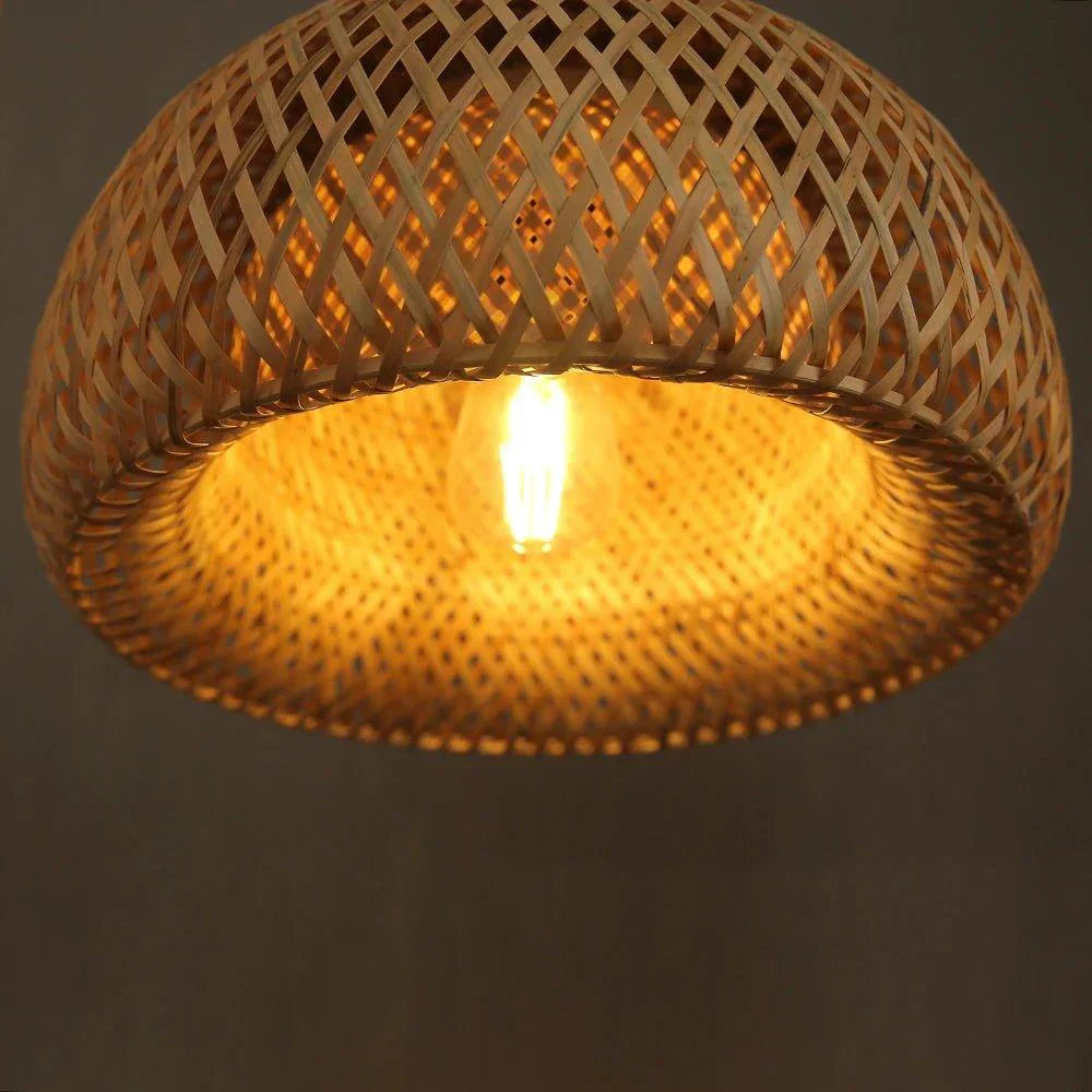 Skorter | Hanging ceiling lamp made of bamboo C │ Handmade lighting from wood and rattan for interior decoration