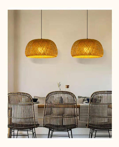 Skorter | Hanging ceiling lamp made of bamboo C │ Handmade lighting from wood and rattan for interior decoration