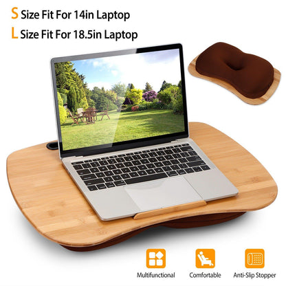 Skorter | Bamboo Laptop Lap Desk with Cushion Holder Table