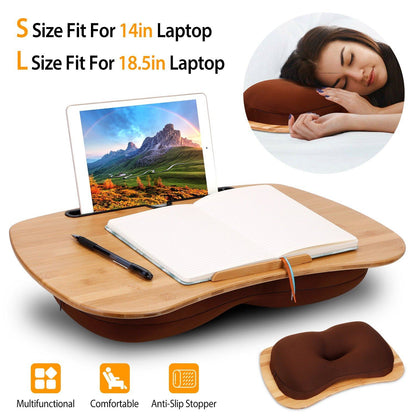 Skorter | Bamboo Laptop Lap Desk with Cushion Holder Table
