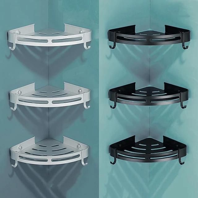 Skorter | Bathroom shelf space Aluminum Wall-mounted Triangle Shower Hook Storage Rack