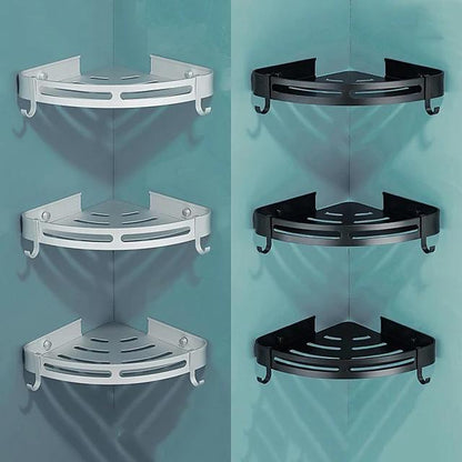 Skorter | Bathroom shelf space Aluminum Wall-mounted Triangle Shower Hook Storage Rack