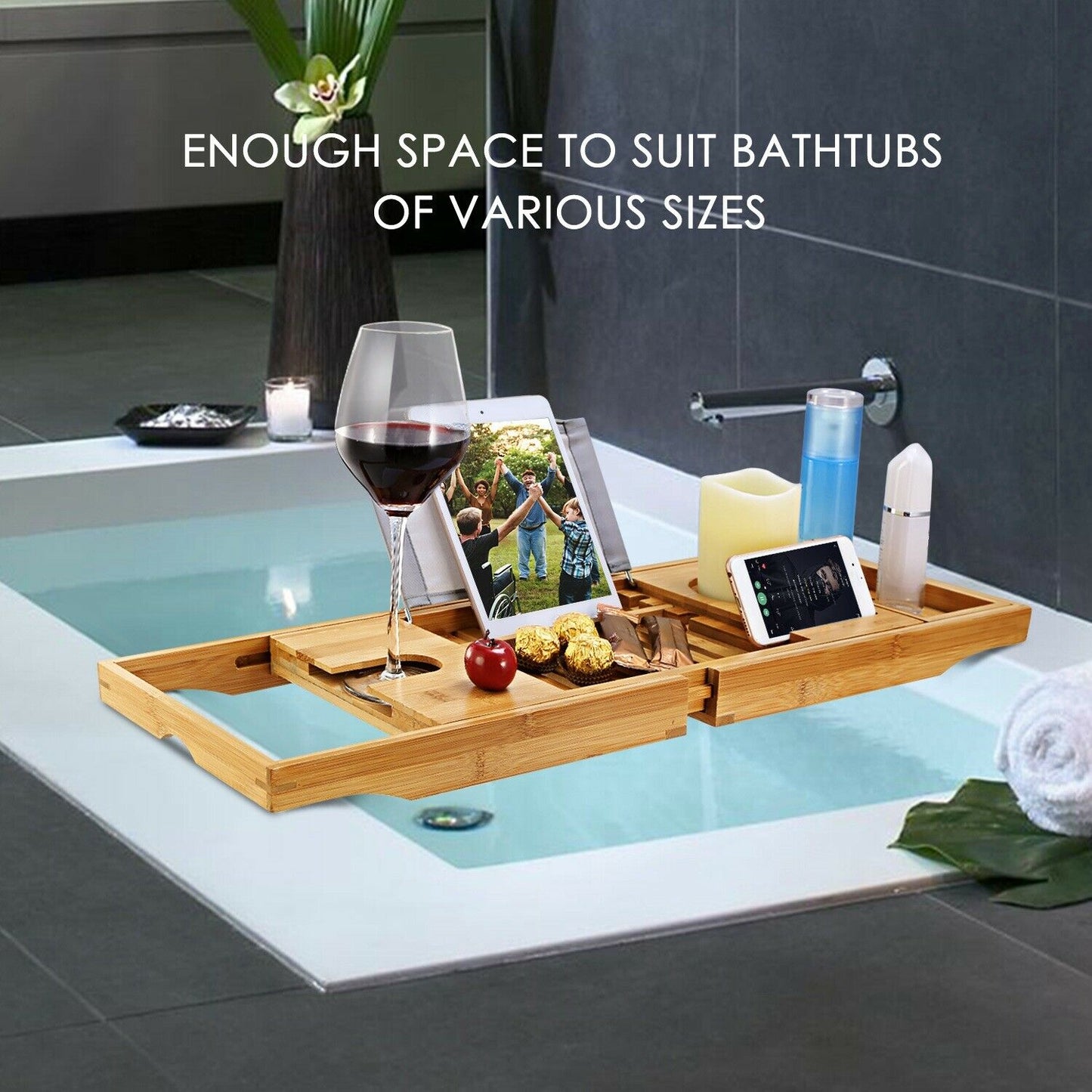 Skorter | Bathtub Caddy Tray Made of Bamboo