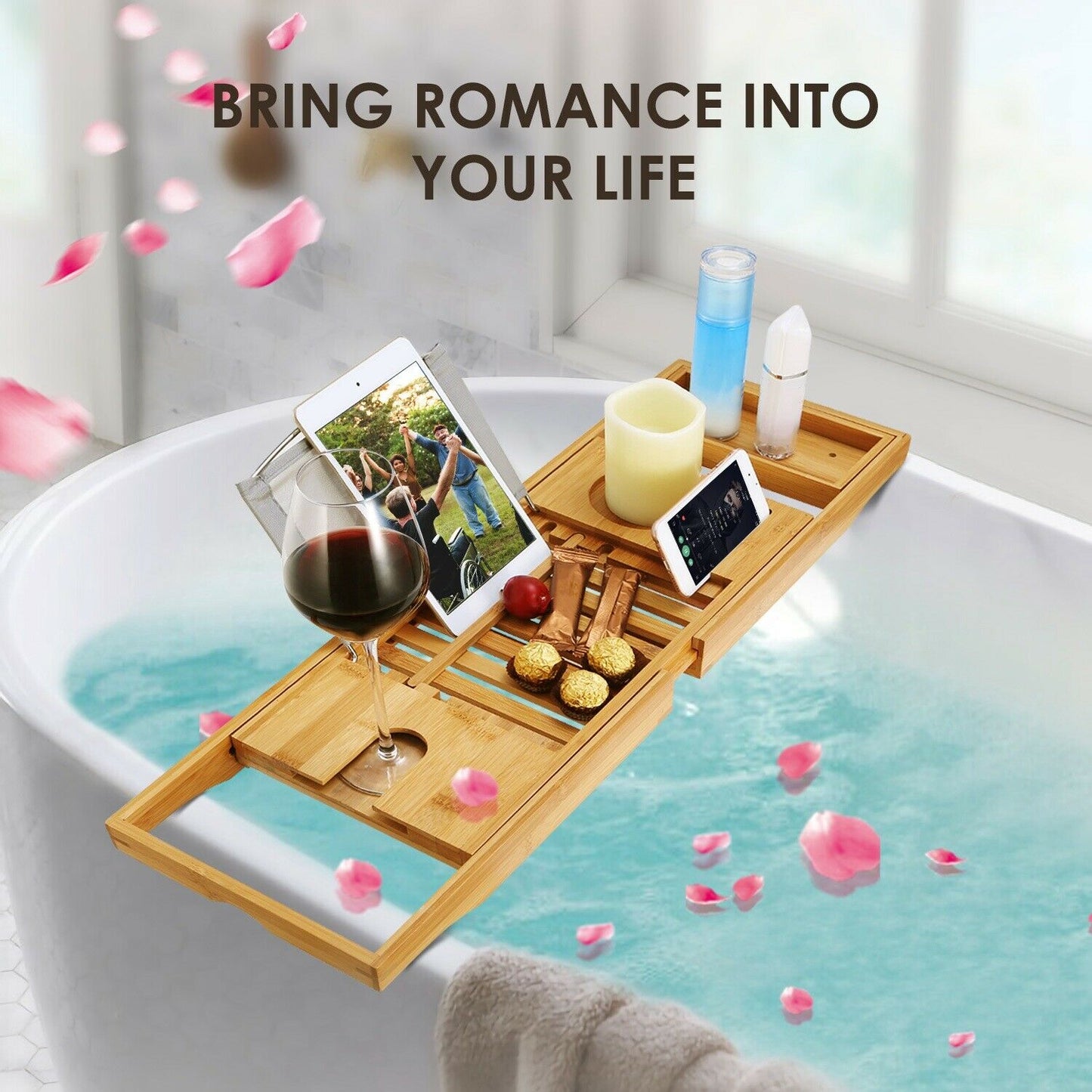 Skorter | Bathtub Caddy Tray Made of Bamboo