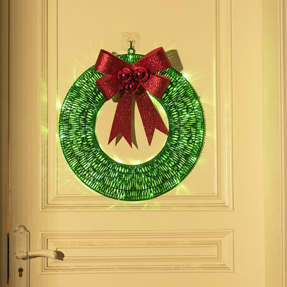 Skorter | Illuminated Christmas Wreath Luxury Gold-Green 50cm – Handmade Door Wreath with LED